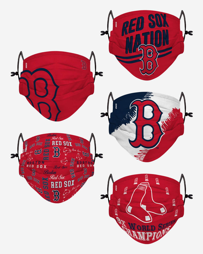Boston Red Sox Youth Rising Stars Adjustable 5 Pack Face Cover FOCO - FOCO.com