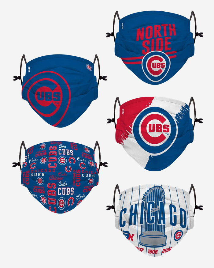 Chicago Cubs Youth Rising Stars Adjustable 5 Pack Face Cover FOCO - FOCO.com