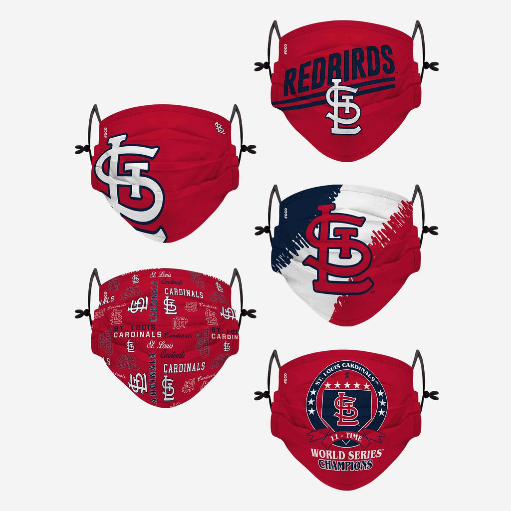 St Louis Cardinals Youth Rising Stars Adjustable 5 Pack Face Cover FOCO - FOCO.com
