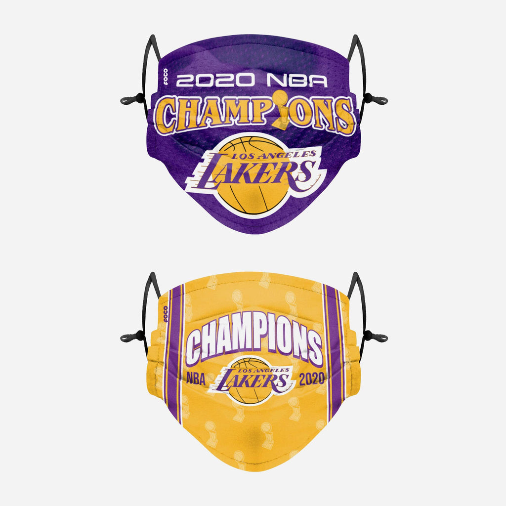 Los Angeles Lakers 2020 NBA Champions Adjustable 2 Pack Face Cover FOCO - FOCO.com