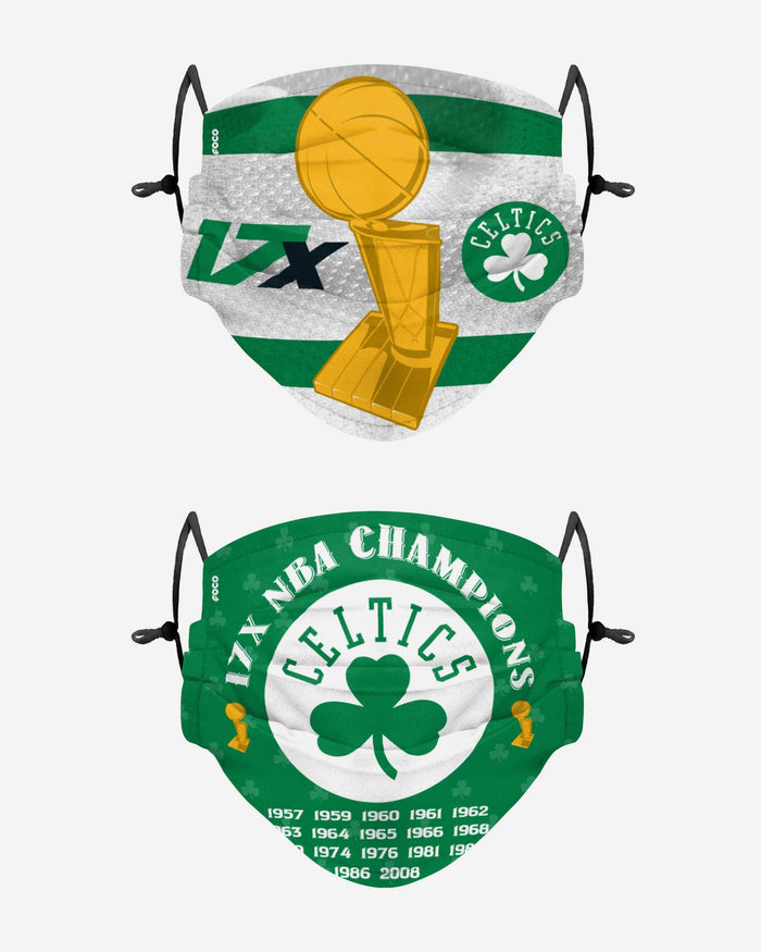 Boston Celtics Thematic Champions Adjustable 2 Pack Face Cover FOCO - FOCO.com