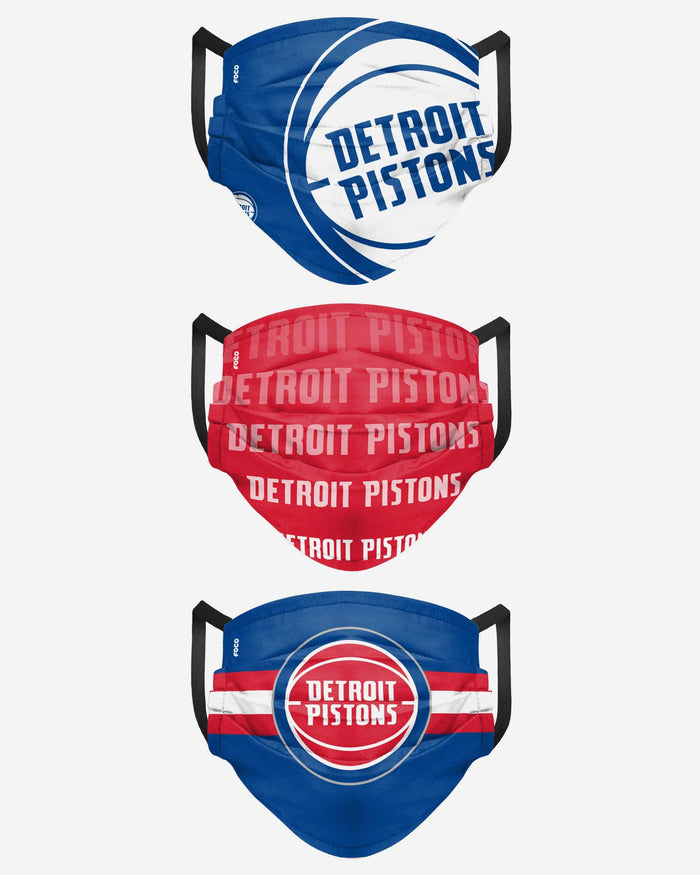 Detroit Pistons Matchday 3 Pack Face Cover FOCO - FOCO.com