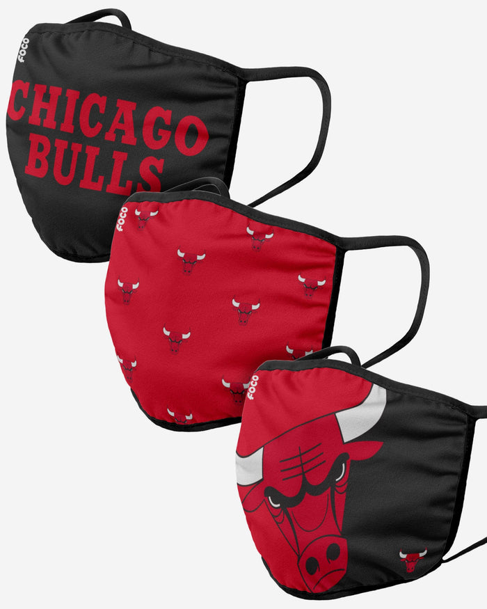 Chicago Bulls 3 Pack Face Cover FOCO Adult - FOCO.com