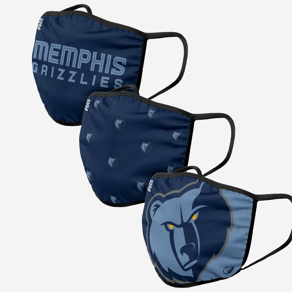 Memphis Grizzlies 3 Pack Face Cover FOCO Adult - FOCO.com