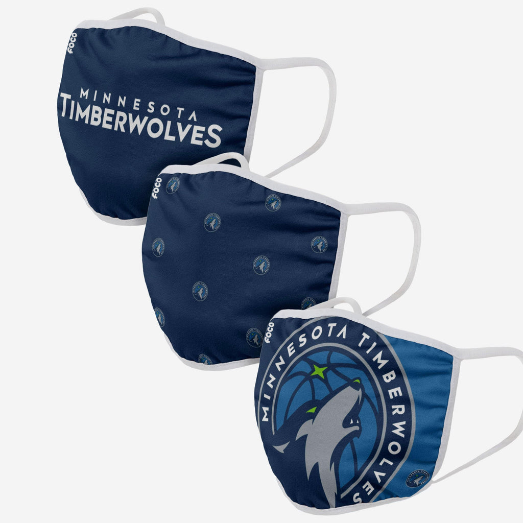 Minnesota Timberwolves 3 Pack Face Cover FOCO Adult - FOCO.com