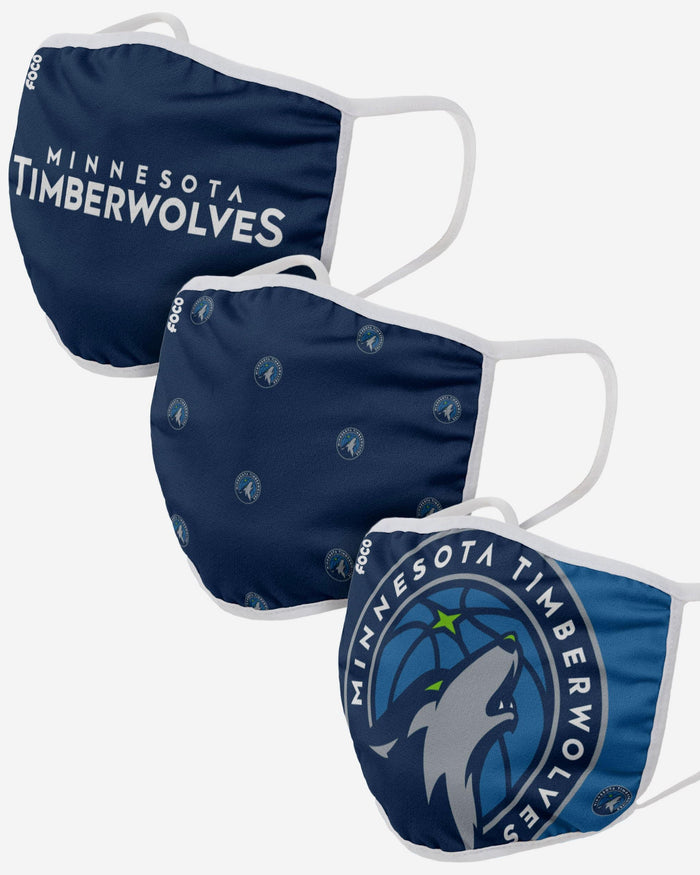 Minnesota Timberwolves 3 Pack Face Cover FOCO Adult - FOCO.com