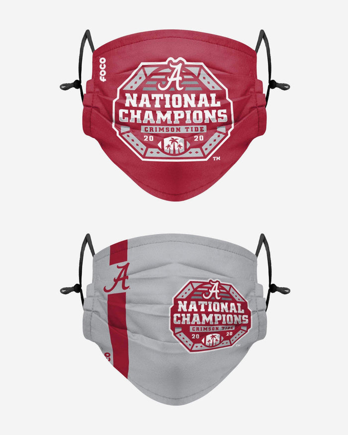 Alabama Crimson Tide 2020 Football National Champions Adjustable 2 Pack Face Cover FOCO - FOCO.com