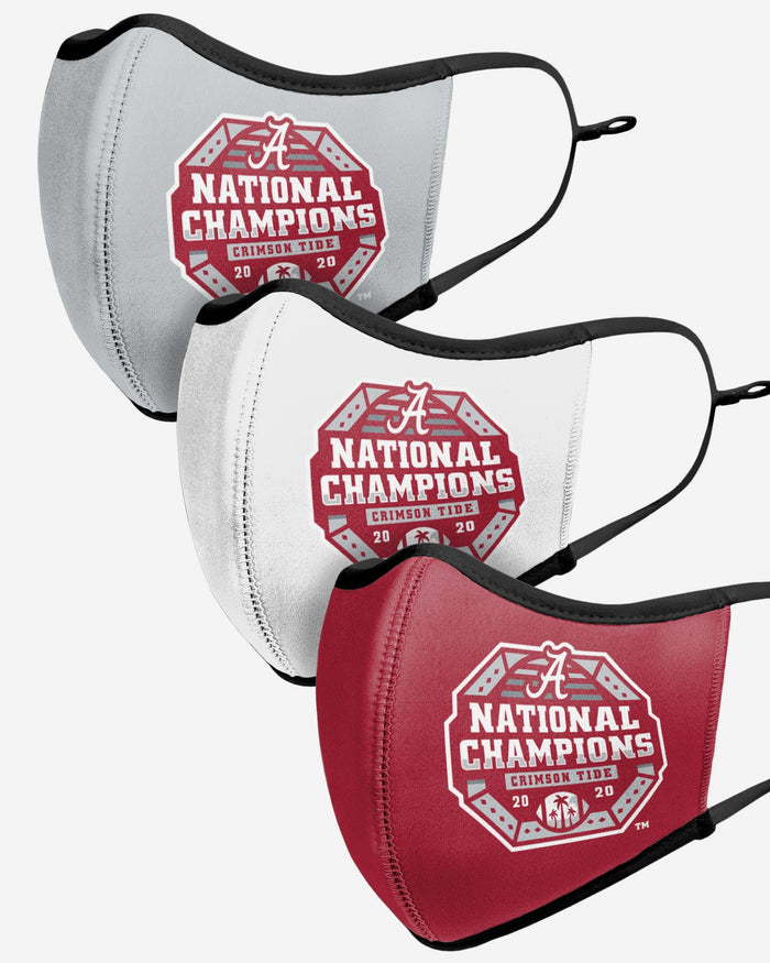 Alabama Crimson Tide 2020 Football National Champions Sport 3 Pack Face Cover FOCO - FOCO.com