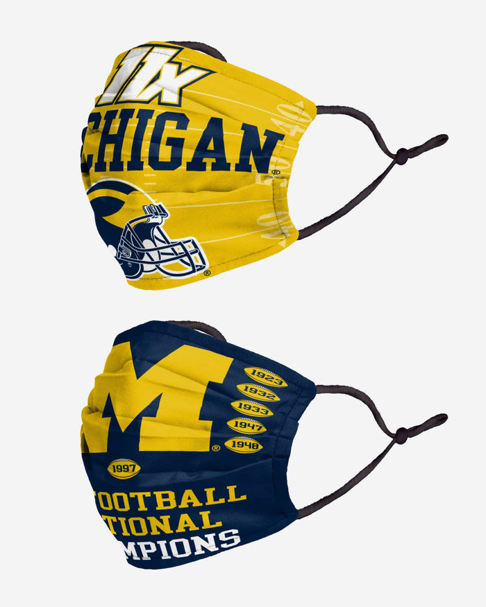 Michigan Wolverines Thematic Champions Adjustable 2 Pack Face Cover FOCO - FOCO.com