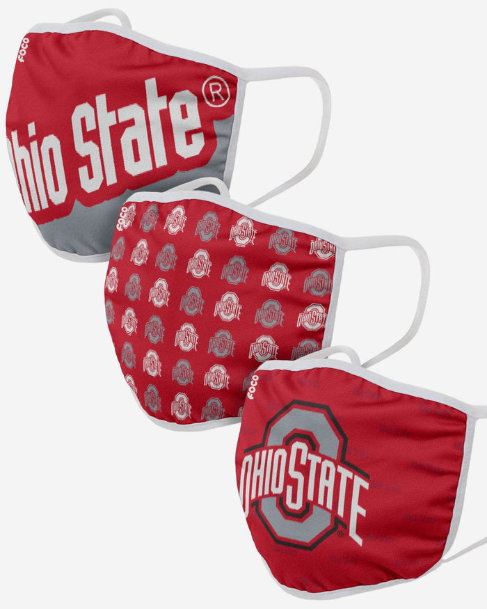 Ohio State Buckeyes Gametime 3 Pack Face Cover FOCO - FOCO.com