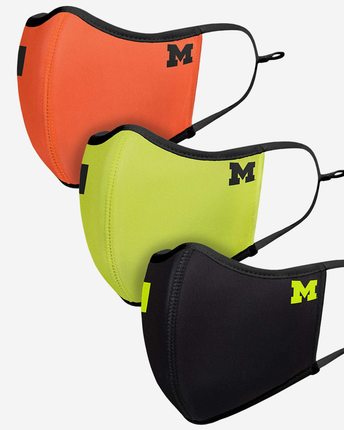 Michigan Wolverines Highlights Sport 3 Pack Face Cover FOCO - FOCO.com