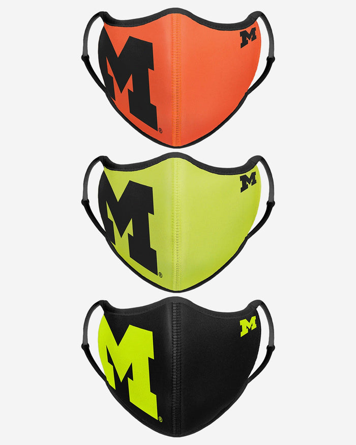 Michigan Wolverines Highlights Sport 3 Pack Face Cover FOCO - FOCO.com