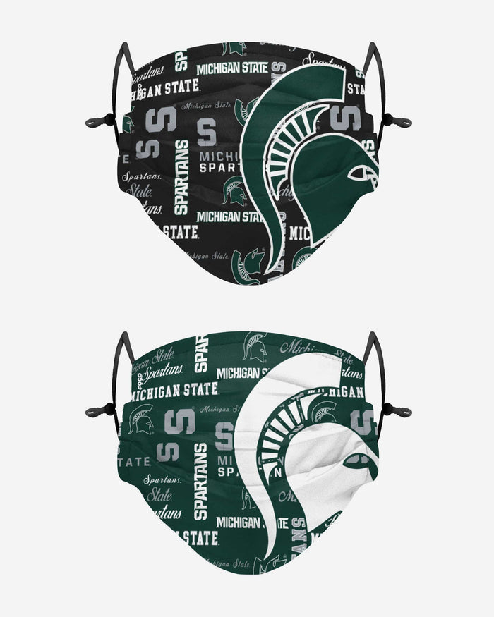 Michigan State Spartans Logo Rush Adjustable 2 Pack Face Cover FOCO - FOCO.com