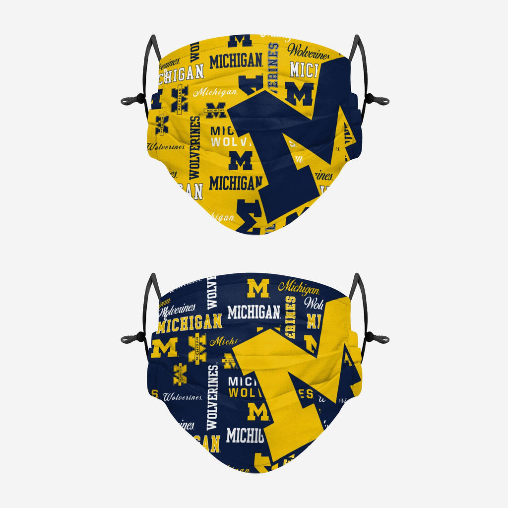 Michigan Wolverines Logo Rush Adjustable 2 Pack Face Cover FOCO - FOCO.com