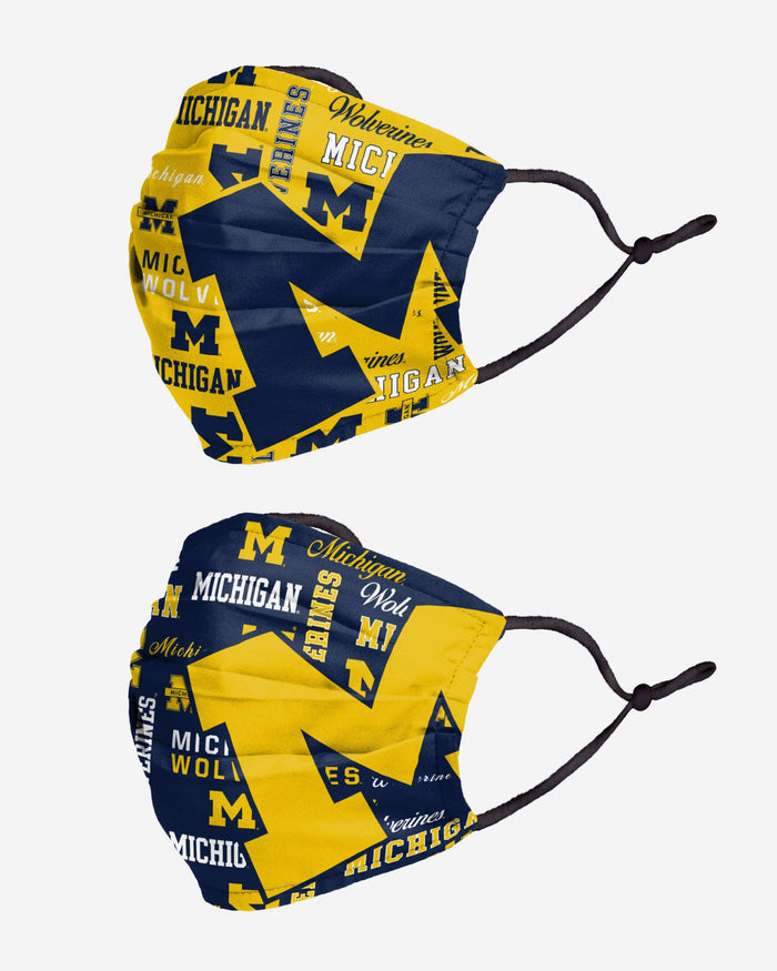 Michigan Wolverines Logo Rush Adjustable 2 Pack Face Cover FOCO - FOCO.com