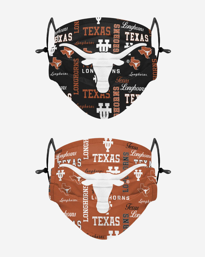 Texas Longhorns Logo Rush Adjustable 2 Pack Face Cover FOCO - FOCO.com