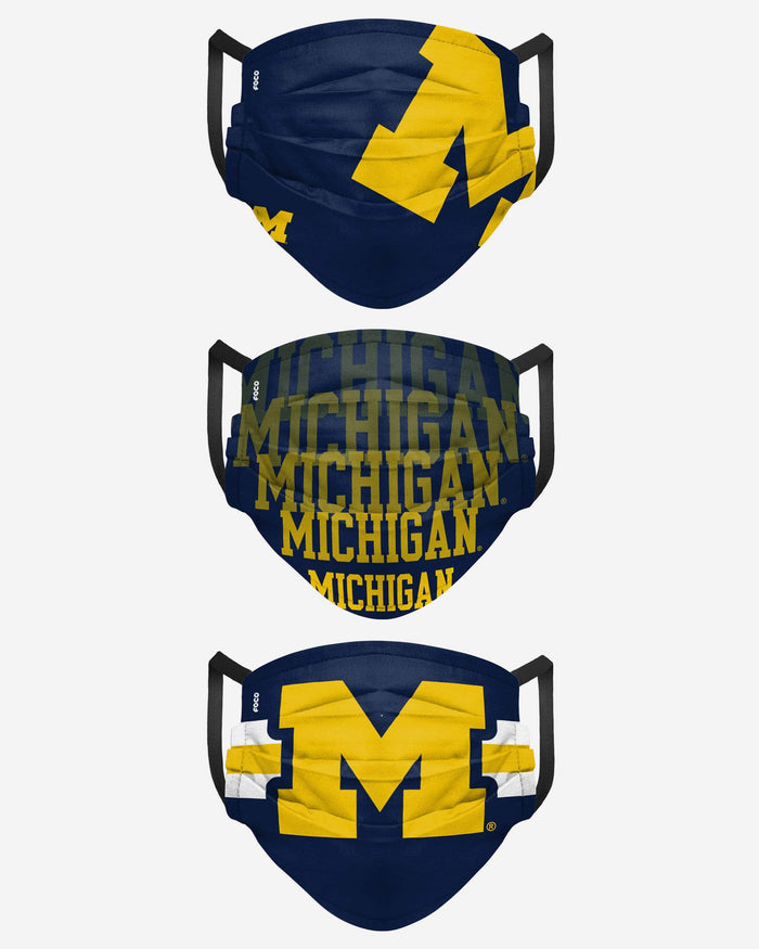 Michigan Wolverines Matchday 3 Pack Face Cover FOCO - FOCO.com