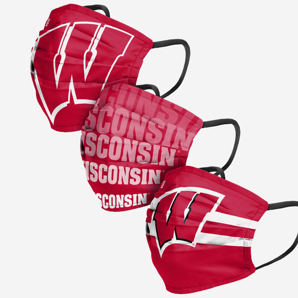 Wisconsin Badgers Matchday 3 Pack Face Cover FOCO - FOCO.com
