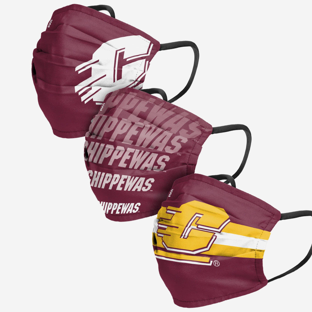 Central Michigan Chippewas Matchday 3 Pack Face Cover FOCO - FOCO.com