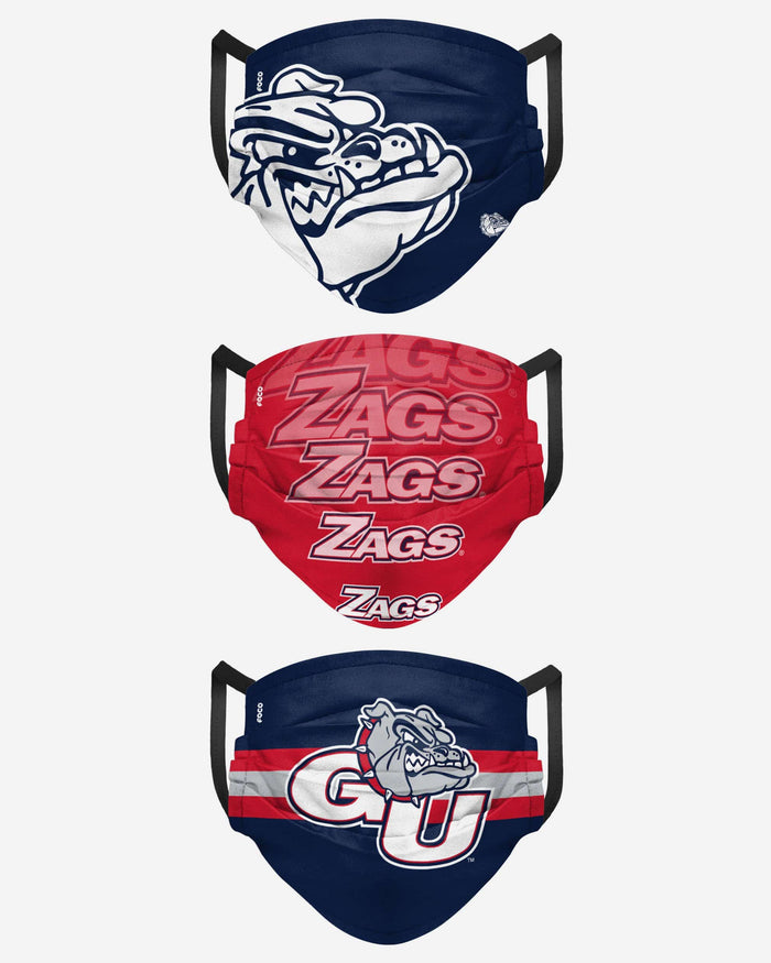 Gonzaga Bulldogs Matchday 3 Pack Face Cover FOCO - FOCO.com