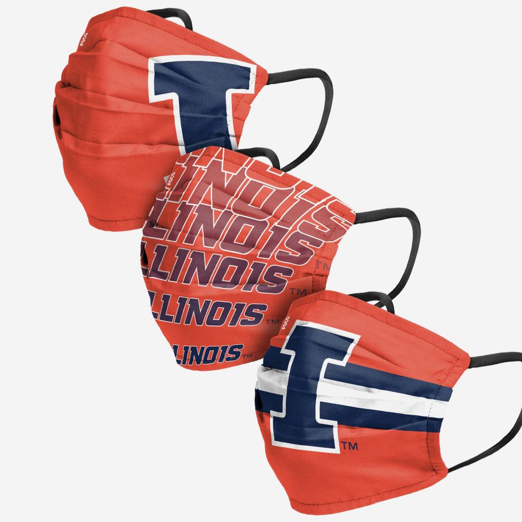 Illinois Fighting Illini Matchday 3 Pack Face Cover FOCO - FOCO.com