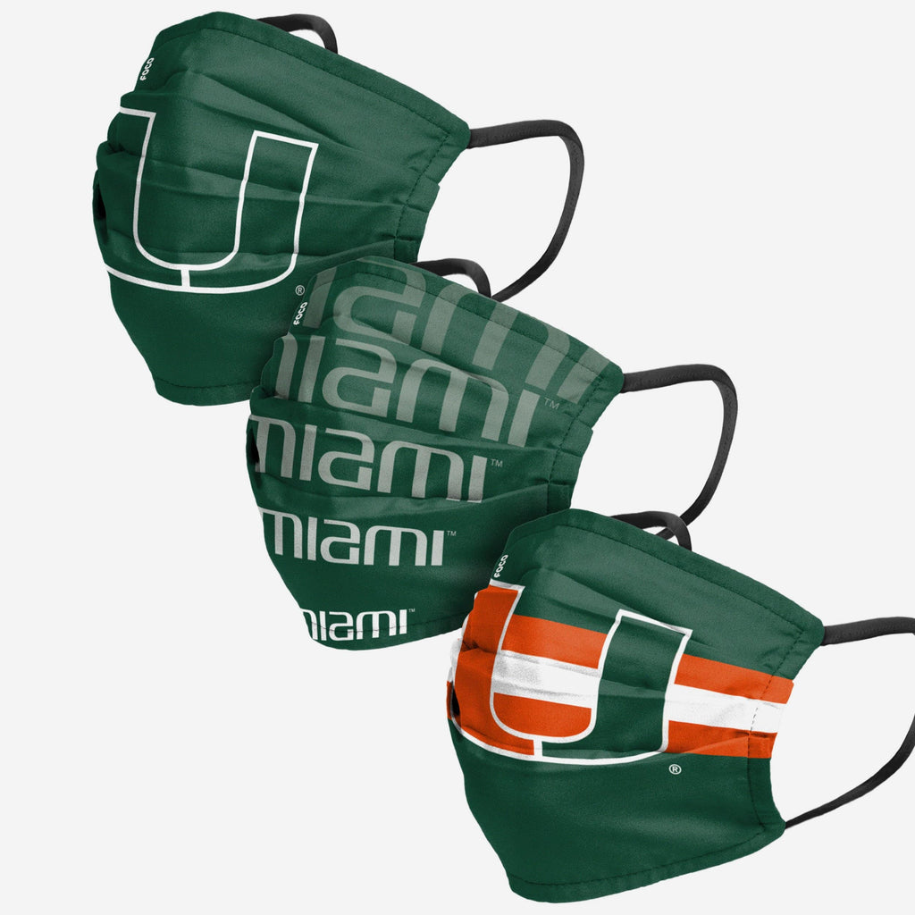 Miami Hurricanes Matchday 3 Pack Face Cover FOCO - FOCO.com