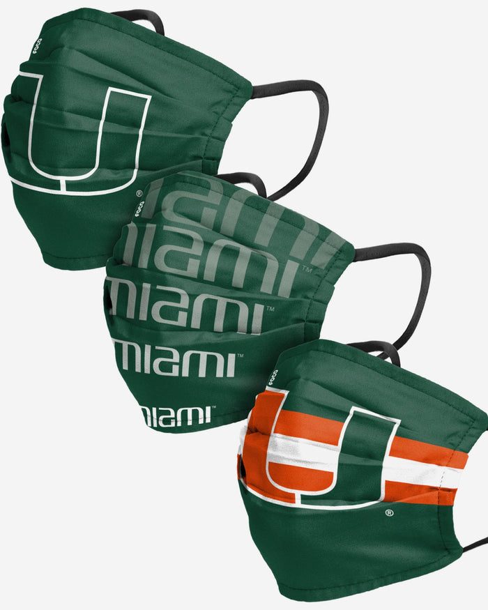 Miami Hurricanes Matchday 3 Pack Face Cover FOCO - FOCO.com