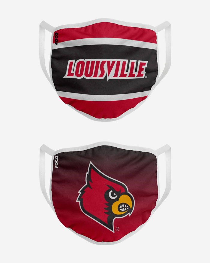 Louisville Cardinals Printed 2 Pack Face Cover FOCO - FOCO.com