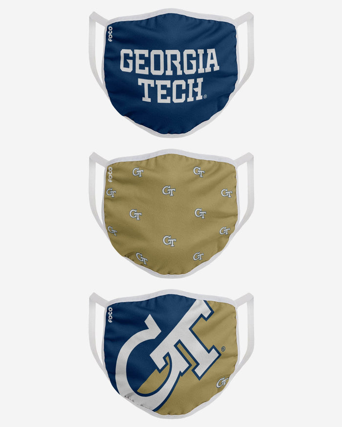 Georgia Tech Yellow Jackets 3 Pack Face Cover FOCO - FOCO.com