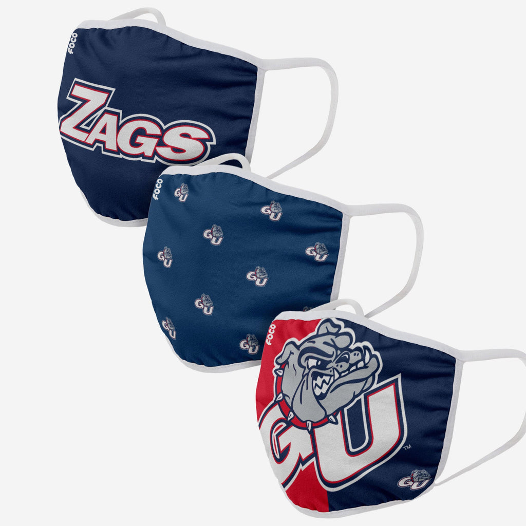 Gonzaga Bulldogs 3 Pack Face Cover FOCO - FOCO.com