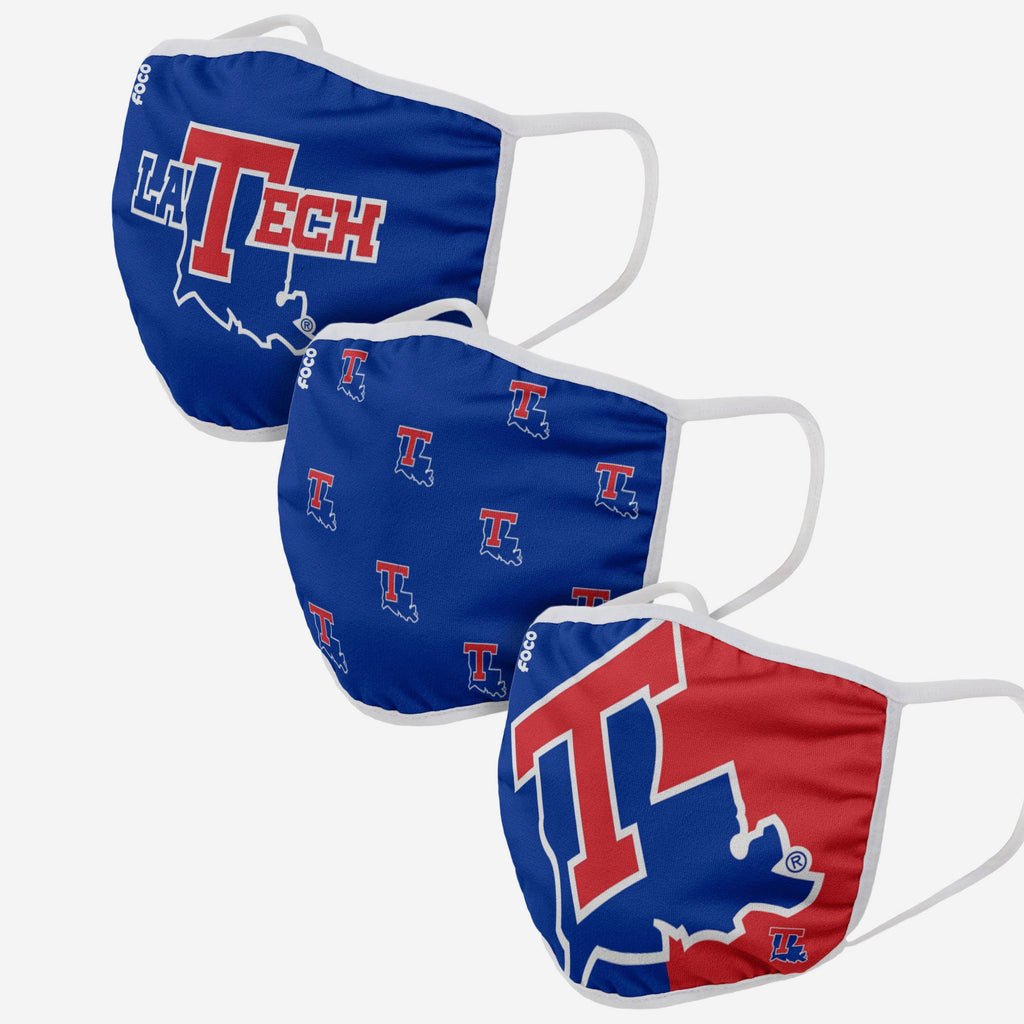 Louisiana Tech Bulldogs 3 Pack Face Cover FOCO - FOCO.com