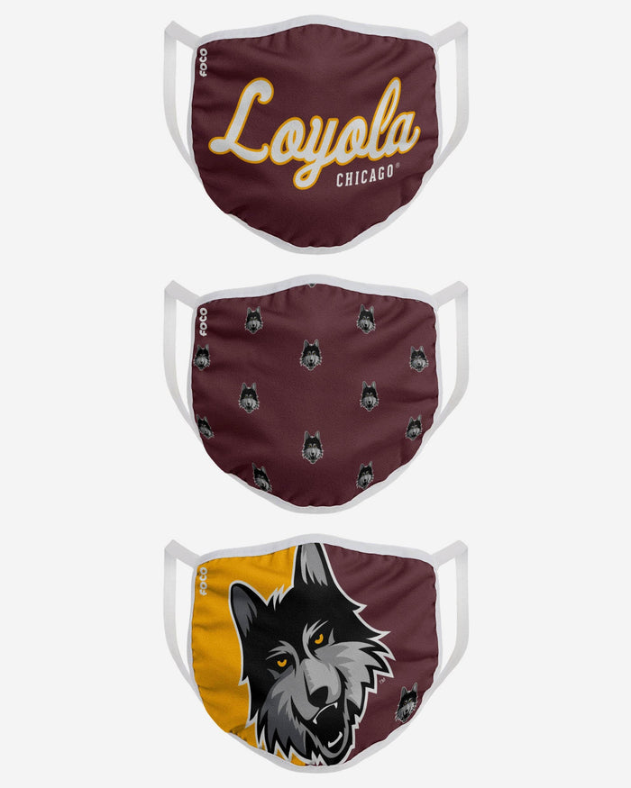 Loyola Chicago Ramblers 3 Pack Face Cover FOCO - FOCO.com