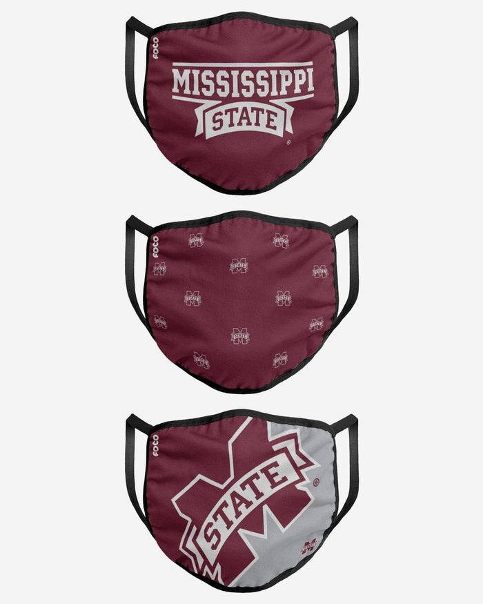 Mississippi State Bulldogs 3 Pack Face Cover FOCO - FOCO.com