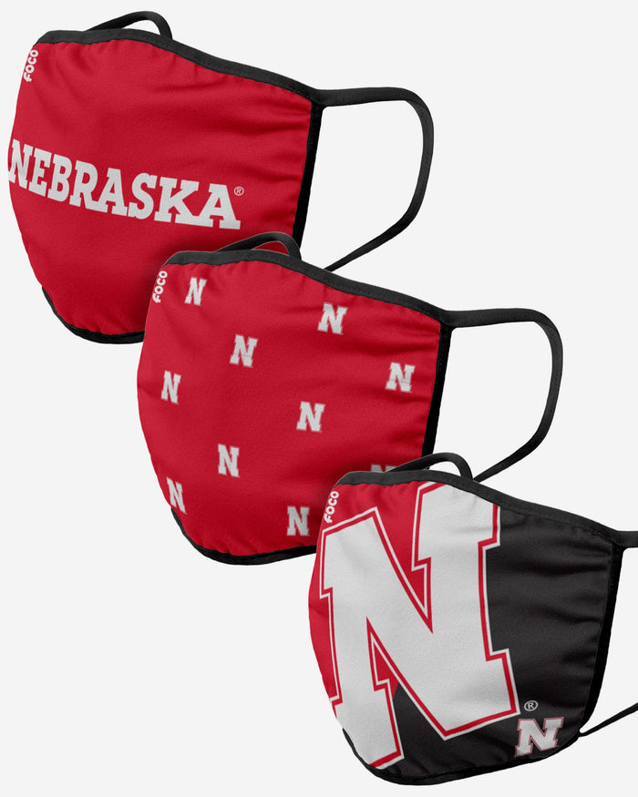 Nebraska Cornhuskers 3 Pack Face Cover FOCO - FOCO.com