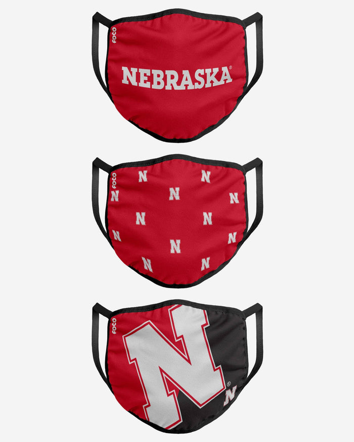 Nebraska Cornhuskers 3 Pack Face Cover FOCO - FOCO.com