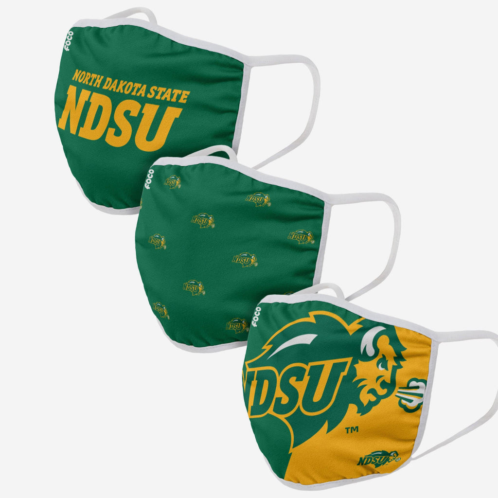 North Dakota State Bison 3 Pack Face Cover FOCO - FOCO.com