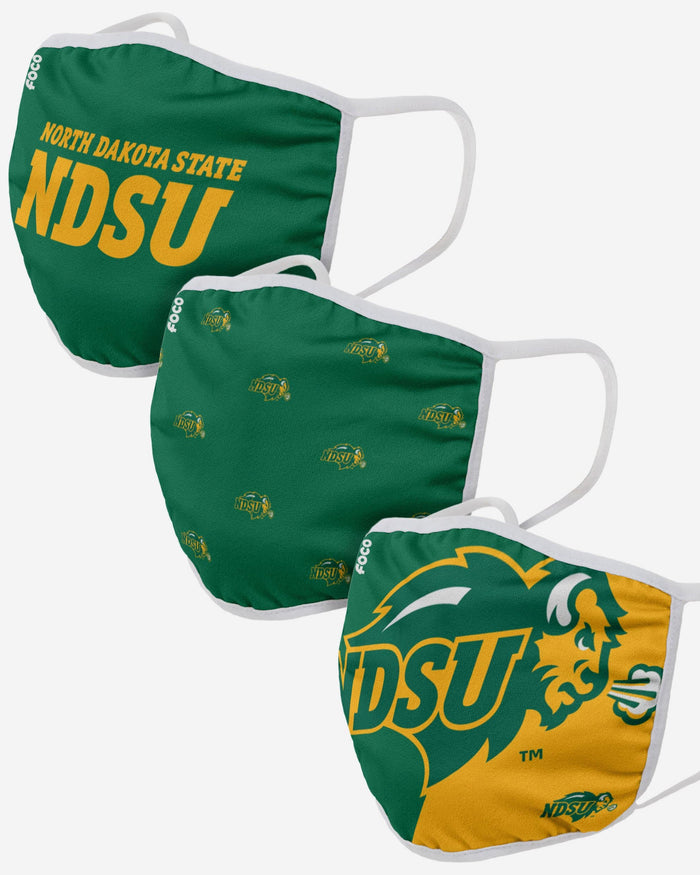 North Dakota State Bison 3 Pack Face Cover FOCO - FOCO.com
