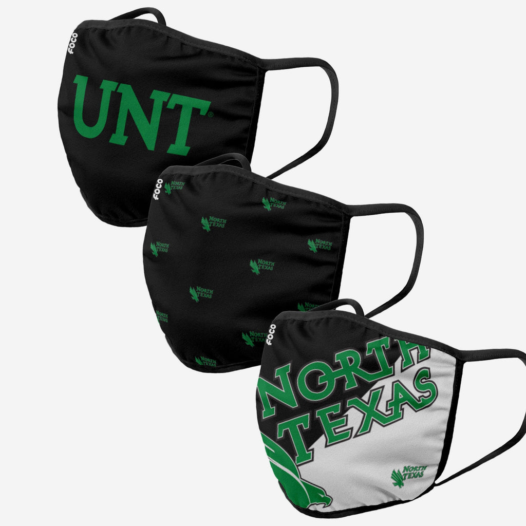 North Texas Mean Green 3 Pack Face Cover FOCO - FOCO.com