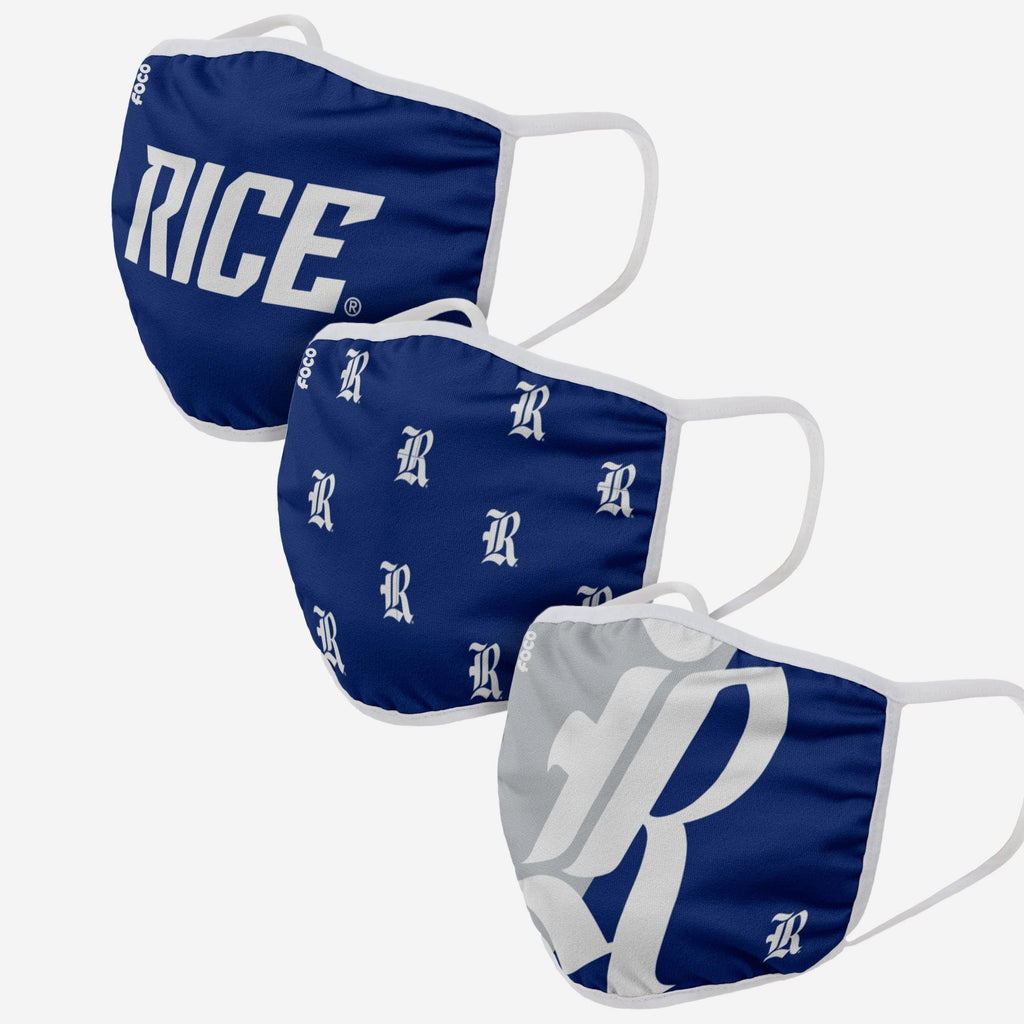 Foco Rice Logo Rice Owls 3 Pack Face Cover FOCO
