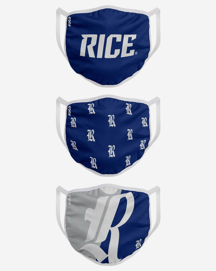 Foco Rice Logo Rice Owls 3 Pack Face Cover FOCO