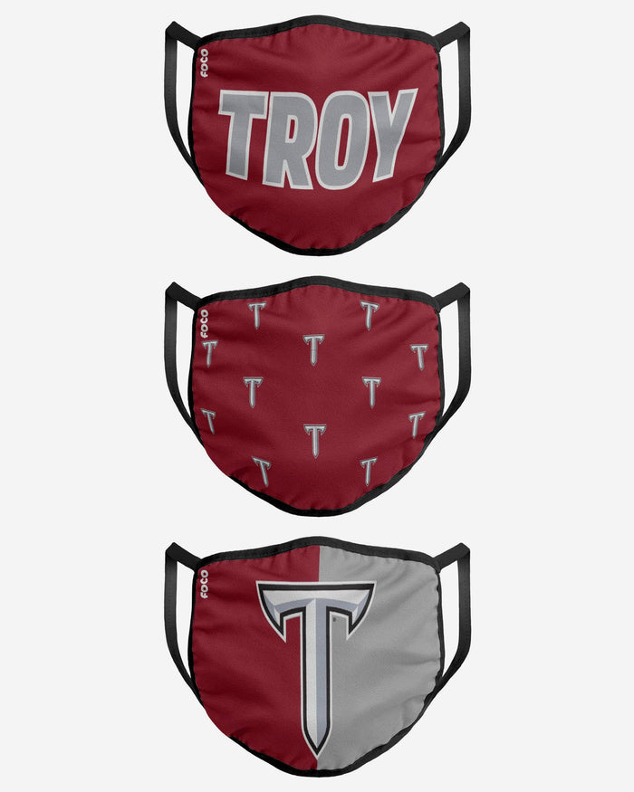 Troy Trojans 3 Pack Face Cover FOCO - FOCO.com