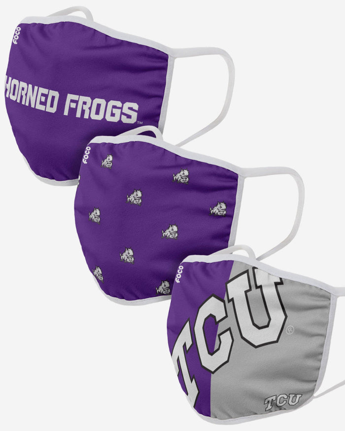 TCU Horned Frogs 3 Pack Face Cover FOCO - FOCO.com