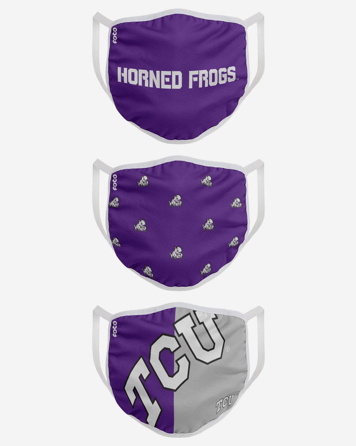 TCU Horned Frogs 3 Pack Face Cover FOCO - FOCO.com