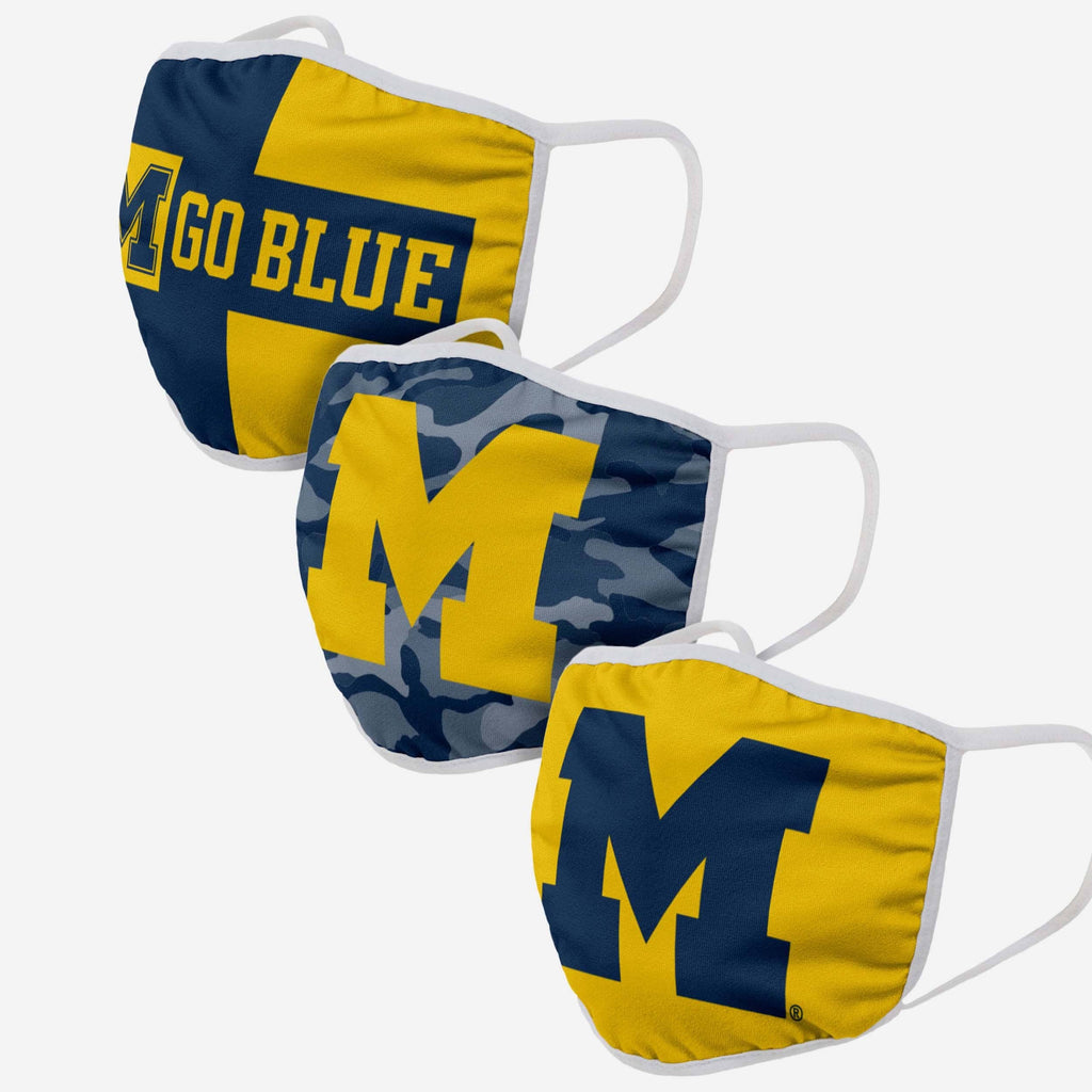 Michigan Wolverines 3 Pack Face Cover FOCO - FOCO.com