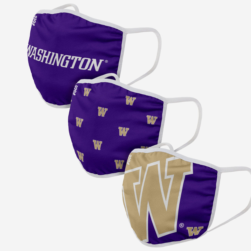 Washington Huskies 3 Pack Face Cover FOCO - FOCO.com
