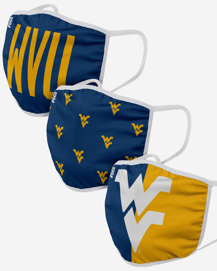 West Virginia Mountaineers 3 Pack Face Cover FOCO - FOCO.com