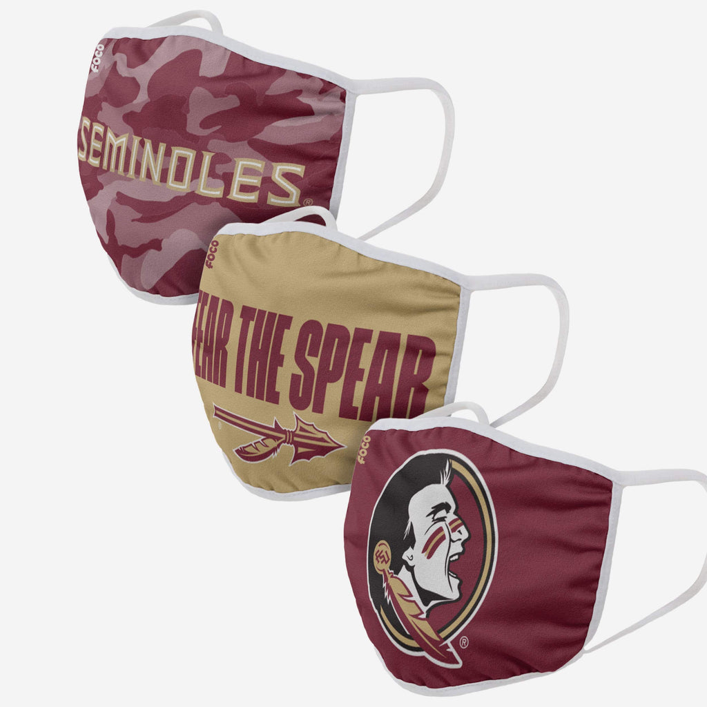 Florida State Seminoles Super Fan 3 Pack Face Cover FOCO - FOCO.com