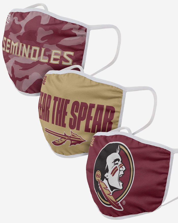 Florida State Seminoles Super Fan 3 Pack Face Cover FOCO - FOCO.com