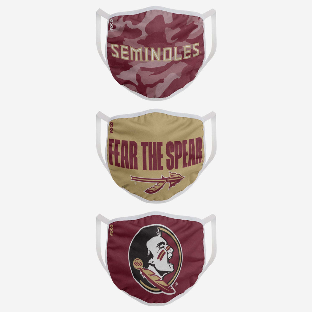 Florida State Seminoles Super Fan 3 Pack Face Cover FOCO
