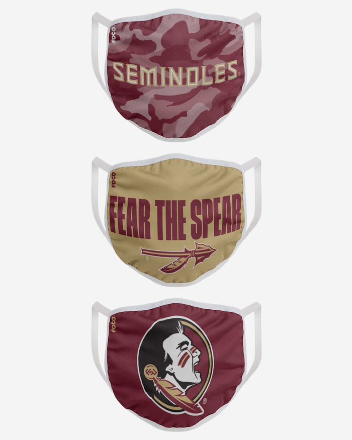 Florida State Seminoles Super Fan 3 Pack Face Cover FOCO - FOCO.com